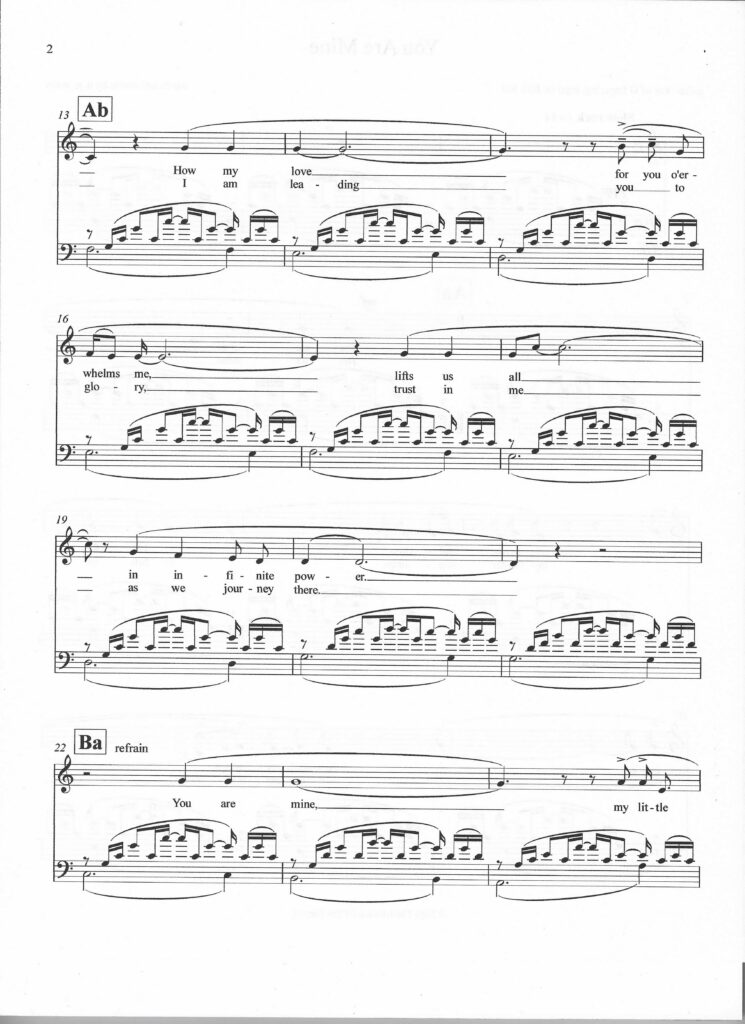 Second page of the spiritual song entitled "You Are Mine" by d. g. watts, copyright © 2024 The Kindred Of The Eternal.